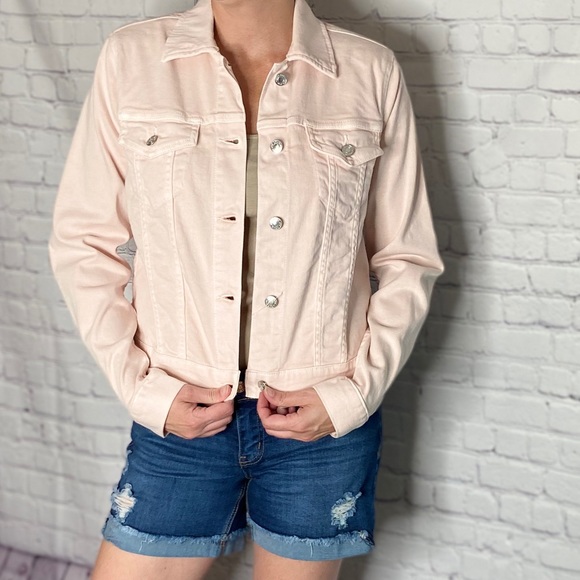 pale pink denim jacket